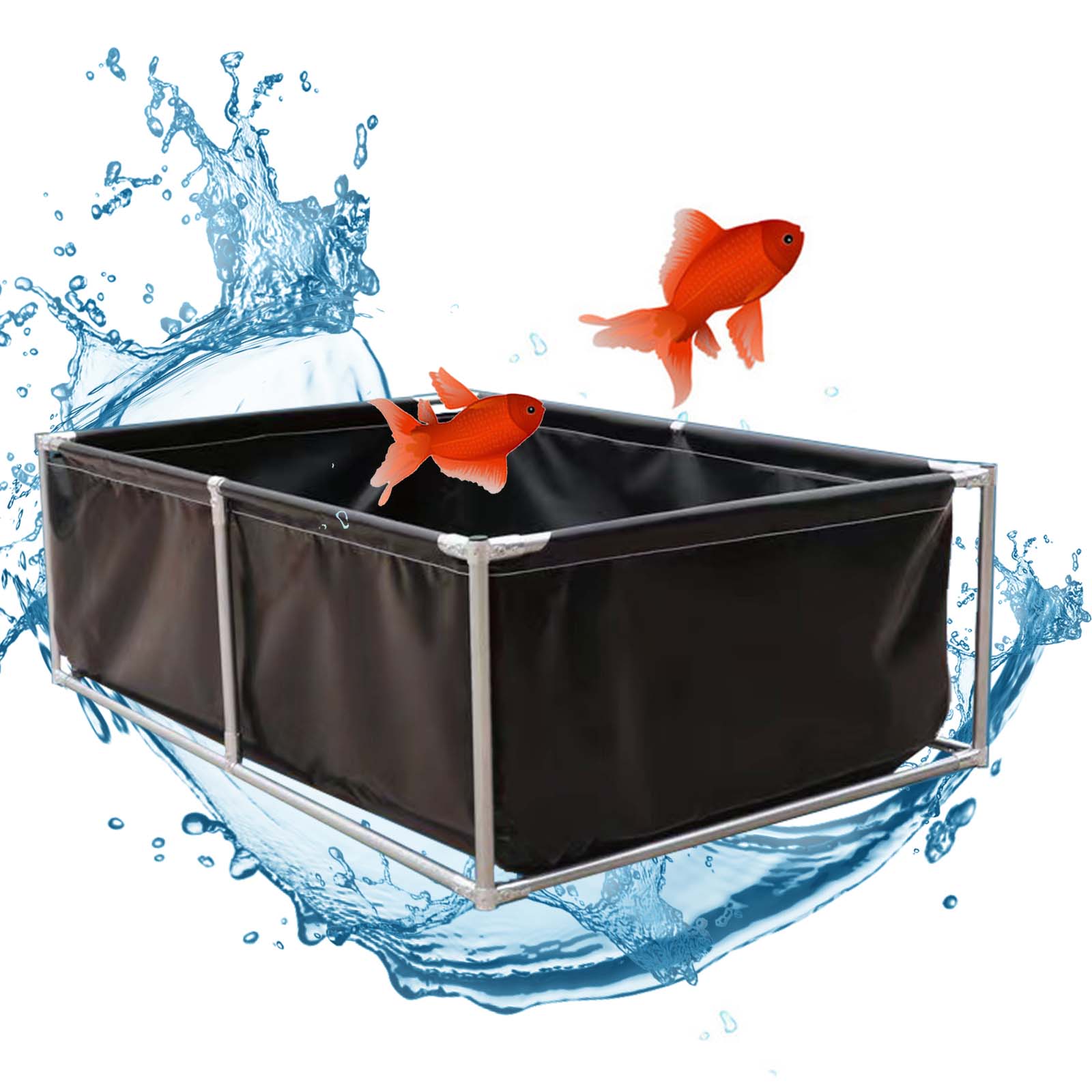 Rete da pesca resistente con supporto per laghetti da esterni, per koi e pesci rossi, rete per calze per pesci da giardino e piscina (2 x 1 x 0,9 m, nero)