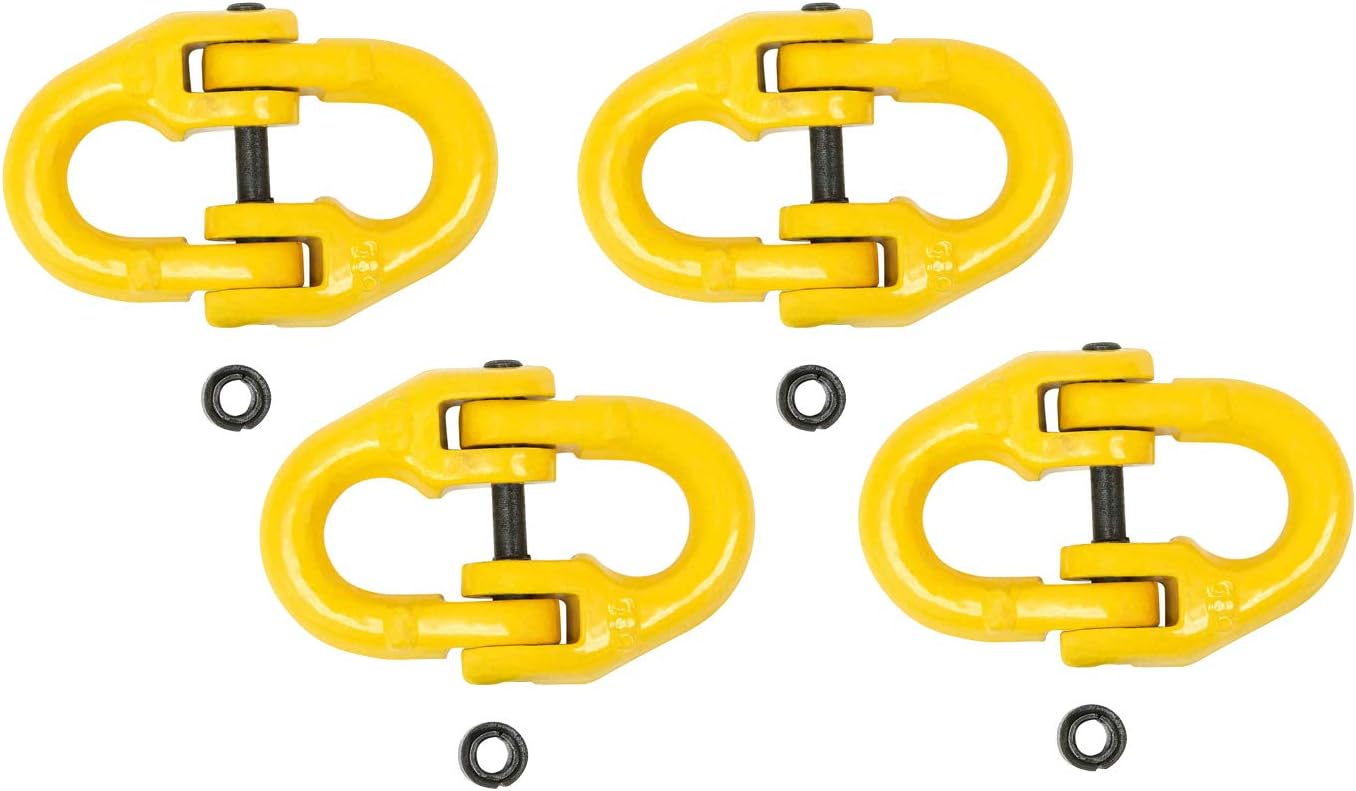 Mytee Products 4 Pack Grade 80 5/16" Safety Chain Connector Hammer Lock Link - 4400 lbs WLL Forged Alloy Steel Tow Hitch Coupling Link for Trucks -Powder Coated Trailer Safety Chain Extention