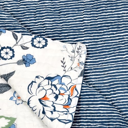 Image of BLOCKS OF INDIA Hand Block Printed Cotton King Size Quilt /Rajai | Blue Anar JAAL