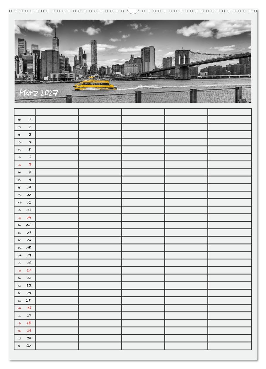 CALVENDO - NEW YORK CITY Teamplaner (Wandkalender 2027 DIN A2 hoch), Monatskalender: Für Terminierungen im Büro oder Daheim