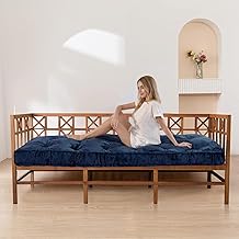 9villa Velvet Fabric Cotton Mattress | Soft & Supportive | Firm Mattress | Single Bed (3 x 6 ft) | Navy Blue