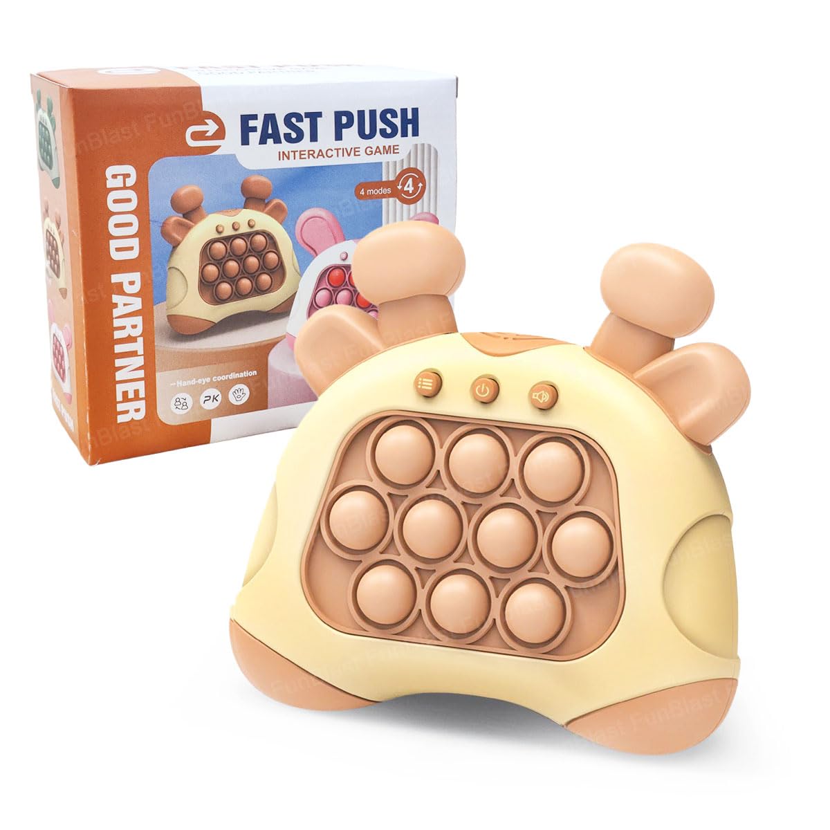 FunBlast Fast Push Intelligent Game – Pop Up Musical Toy for Kid, Infant Toys, Children Activity Toys, Kids Toy, Electronic Toys for Kids, Birthday Gifts for Kid (Light Brown)