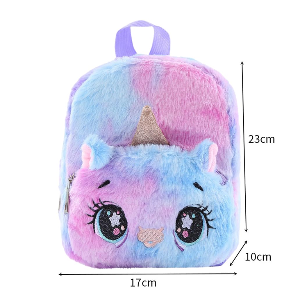 Unicornio Peluche Mochilas, Ojos grandes Unicornio Peluche Mochilas para Niño, Mochila de Moda Cute Glitter Girl, linda mochila de felpa Unicornio para mochila escolar Bolsa de viaje