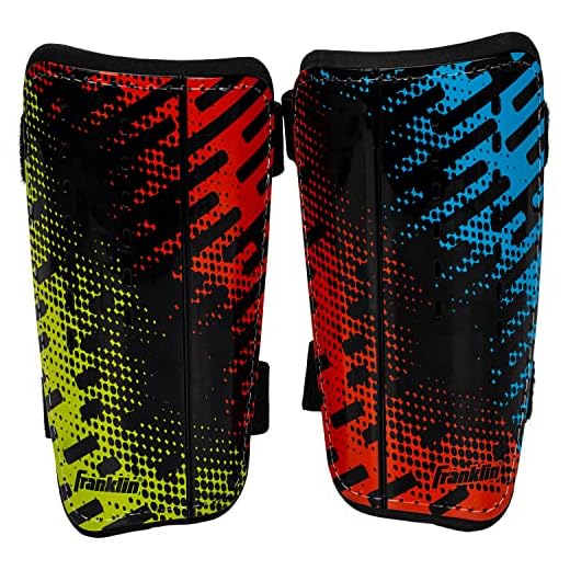 Franklin Sports Super Light Pro-Flex Shin Guard - Small, Red/Blue
