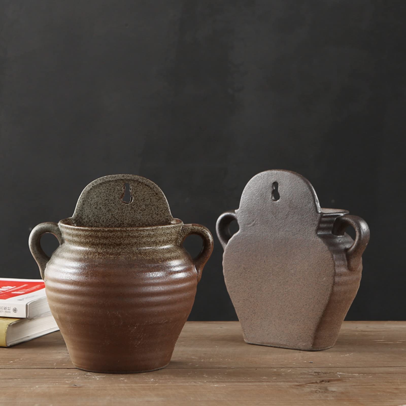 Liudan Wiszące doniczki, doniczka ścienna, wisząca doniczka na kwiaty, ceramiczna, wisząca doniczka, doniczka na sukulenty, wolnostojąca, dekoracyjny wazon ścienny, wieszak na rośliny