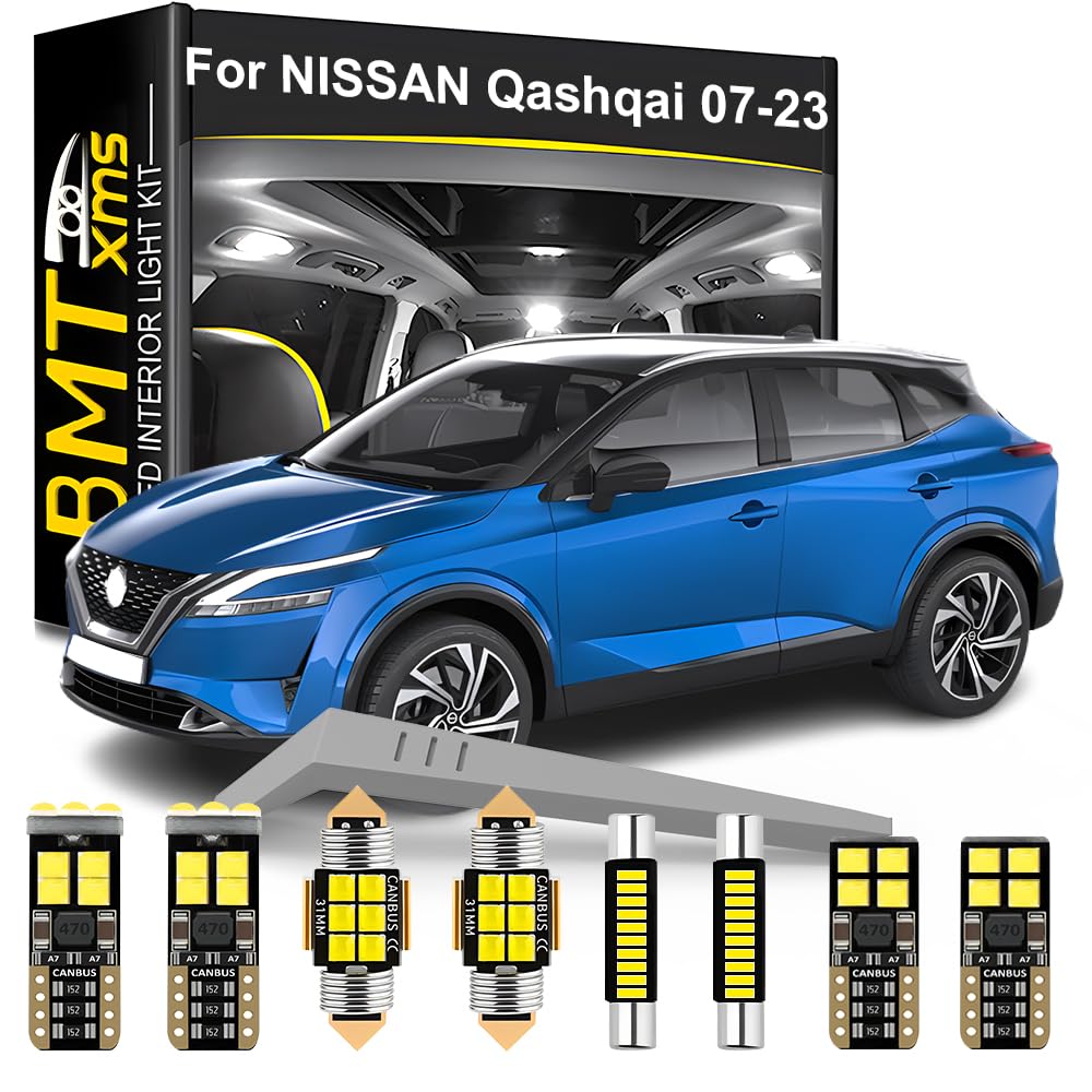 BMT xms LED Interior Light Kit Replacement for NISSAN Qashqai J10 J11 J12 2007-2023, 6000K Car LED Lights Interior, 14 Pieces