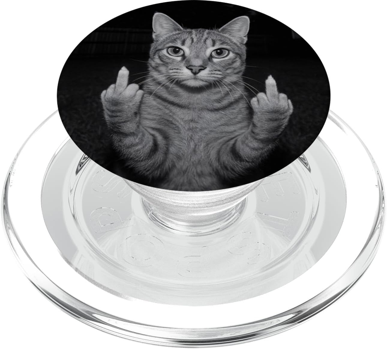 Funny Cat Flipping Off Middle Finger On Security Camera PopSockets PopGrip for MagSafe