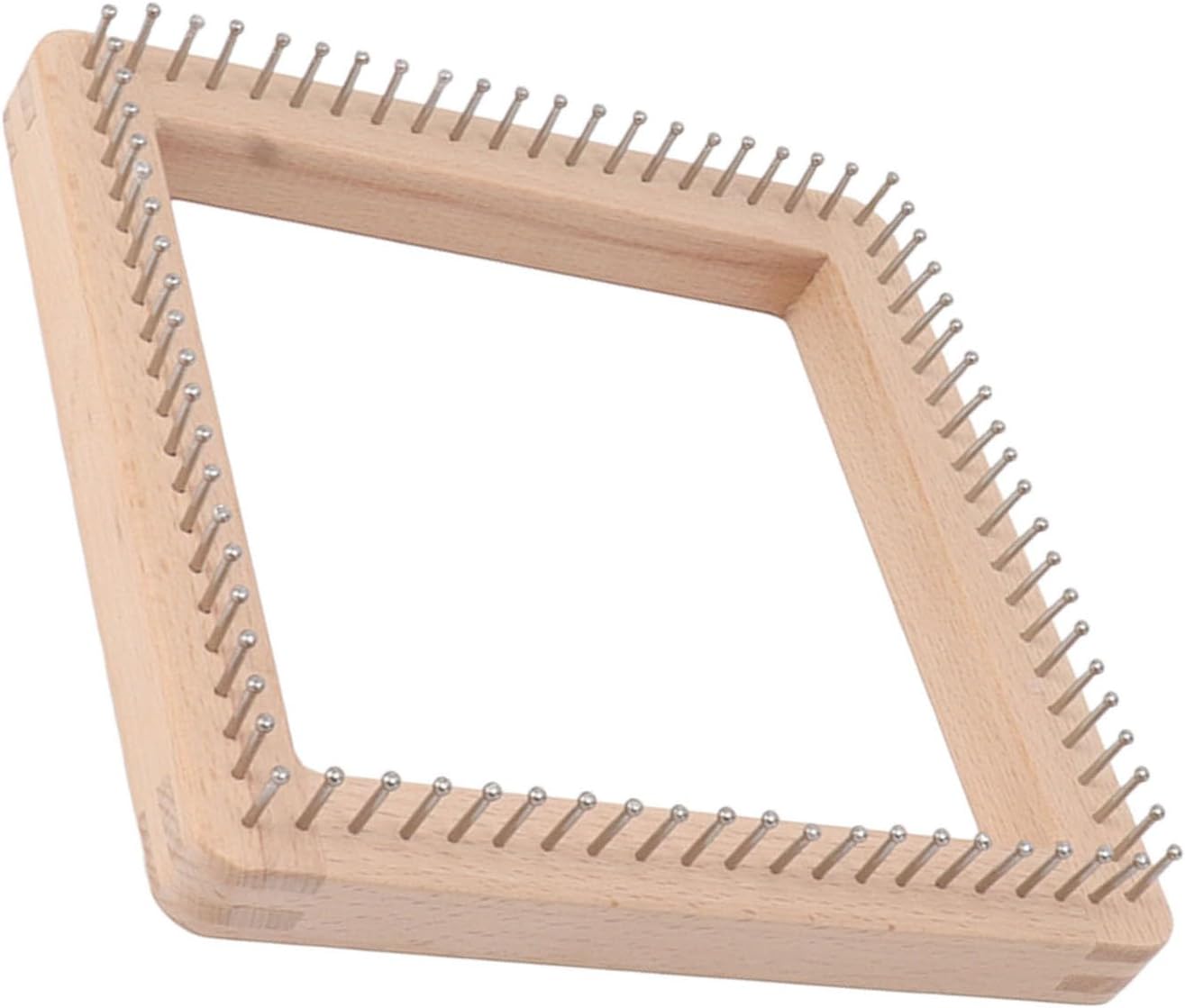 BOENLU Mini Square Knitting Tool with Non-Detachable Hooks, Wooden Crochet Board for DIY Weaving Mats, Hairbands, Blankets, Socks (19.5x19.5cm)
