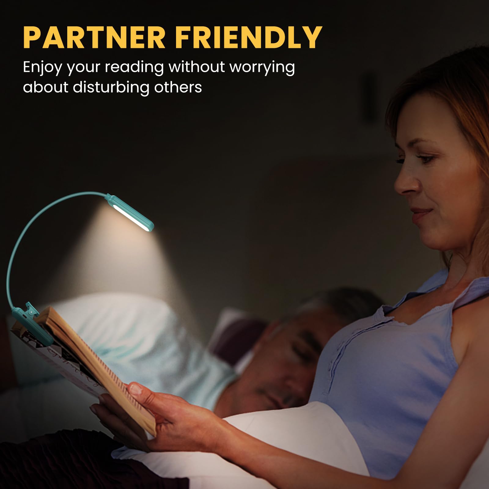 TEAMPD Lampada da Lettura USB Ricaricabile, 10 LEDs 3 Modalità Con Clip, 360° Flessibile Collo per Libri, Kindle, Portatili, Viaggio, Emergenza