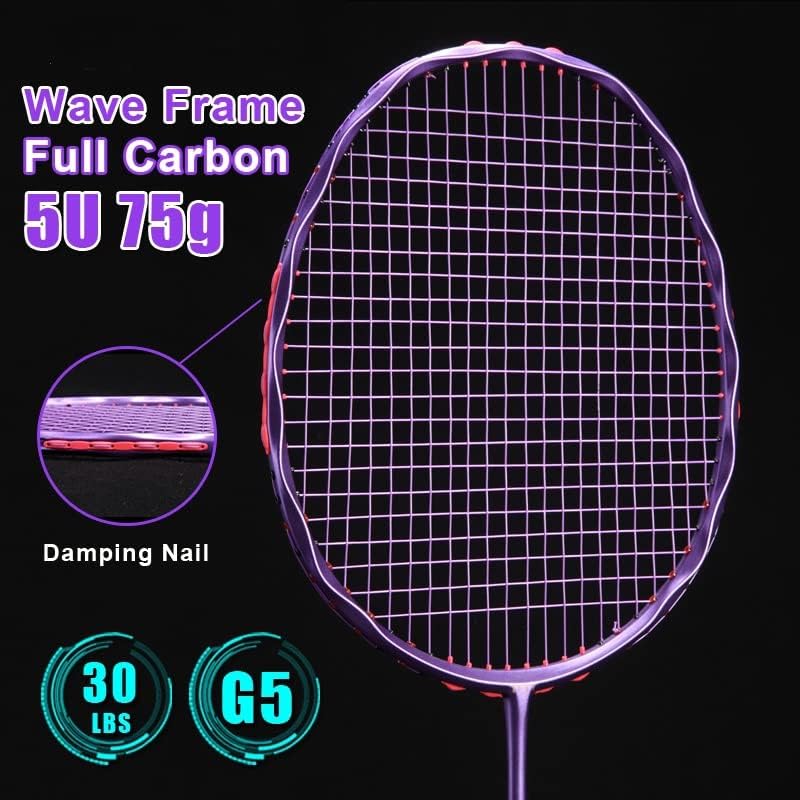 Miniatura 3 de QDLZLG 5U 75g 30Lbs Full Carbon Fibre Twist Frame Badminton Racket with Free Tied