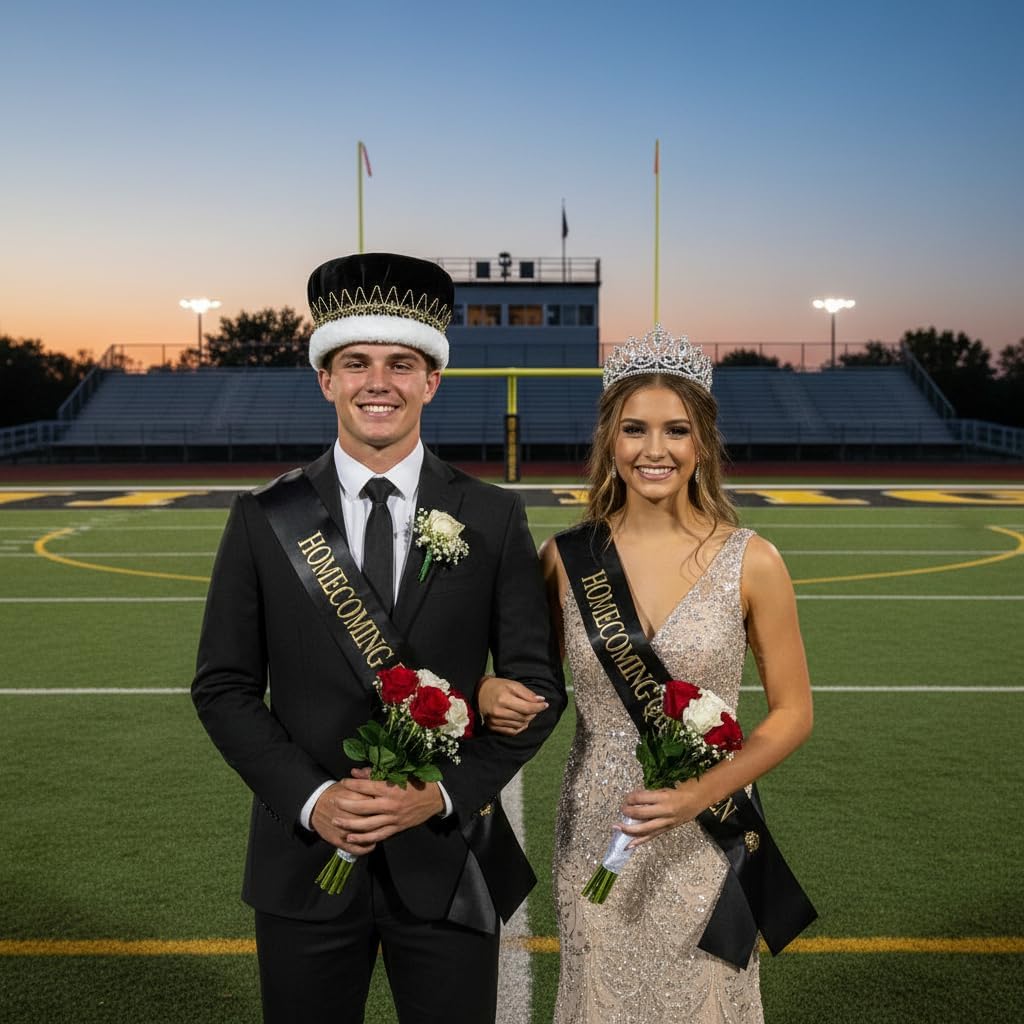 Anderson's Majestic Velvet King Crown with Star Band, Silver/Gold Trim, Faux Fur, for Prom, Homecoming, Pageant, Mardi Gras