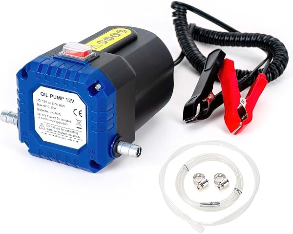 LEMOTO Pompe Diesel Pompe de Transfert 12V 80W Pompe Electrique Vidange Huile Moteur,Pompe à Huile Diesel pour Le Changement de Diesel d'extracteurs de Fluide de Voiture, Huile Moteur - 1
