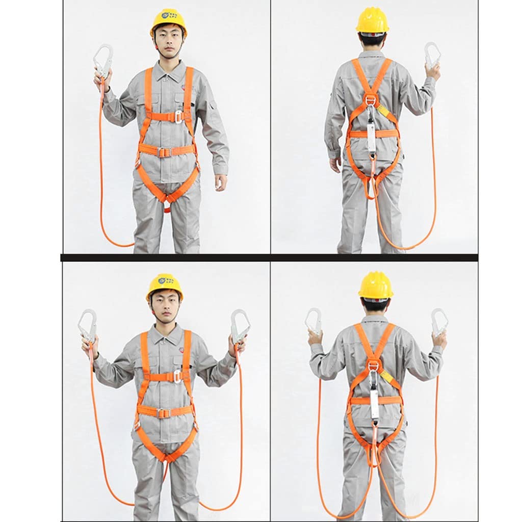 SwaYve Arnés de Protección Contra Caídas, Kits de Arnés de Seguridad, Cinturón de Seguridad de Cuerpo Completo, para Escalada, Montañismo, Rescate Contra Incendios, Rapel/Single Hook/2M