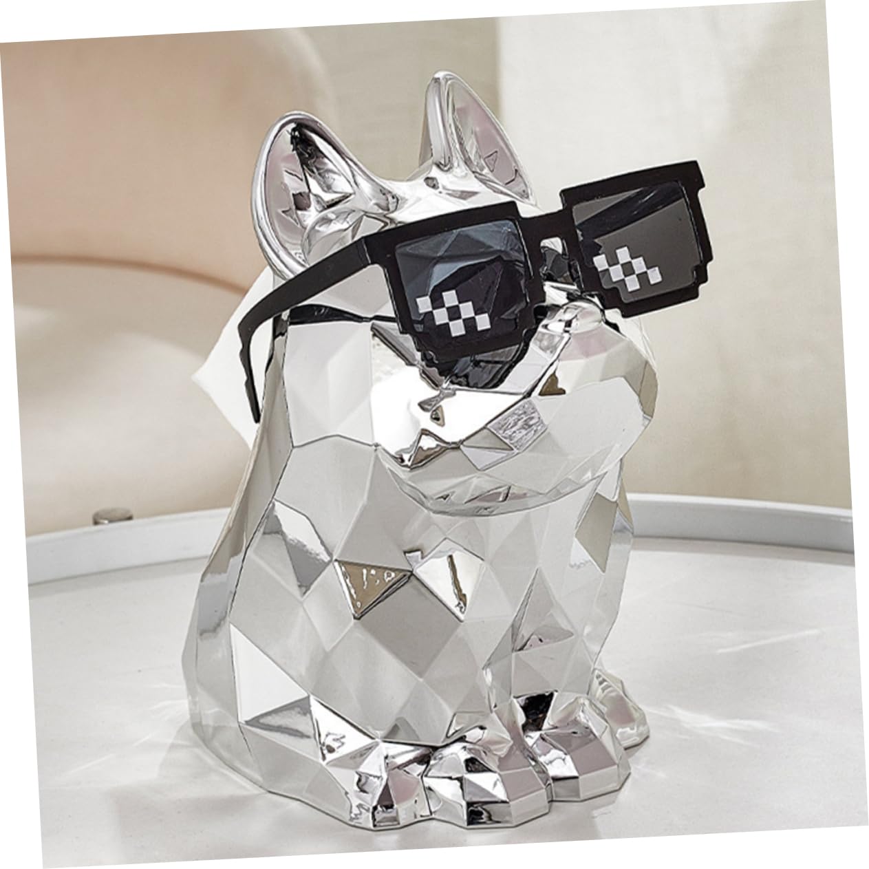 Garneck Dog Decorations Art Rattan Tissue Box Napkin Holder Living Room Decor Silver