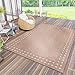 Produktbild VIMODA Robuster Flachgewebe Teppich In- und Outdoor Tauglich, Farbe:Beige, Maße:80 x 150 cm