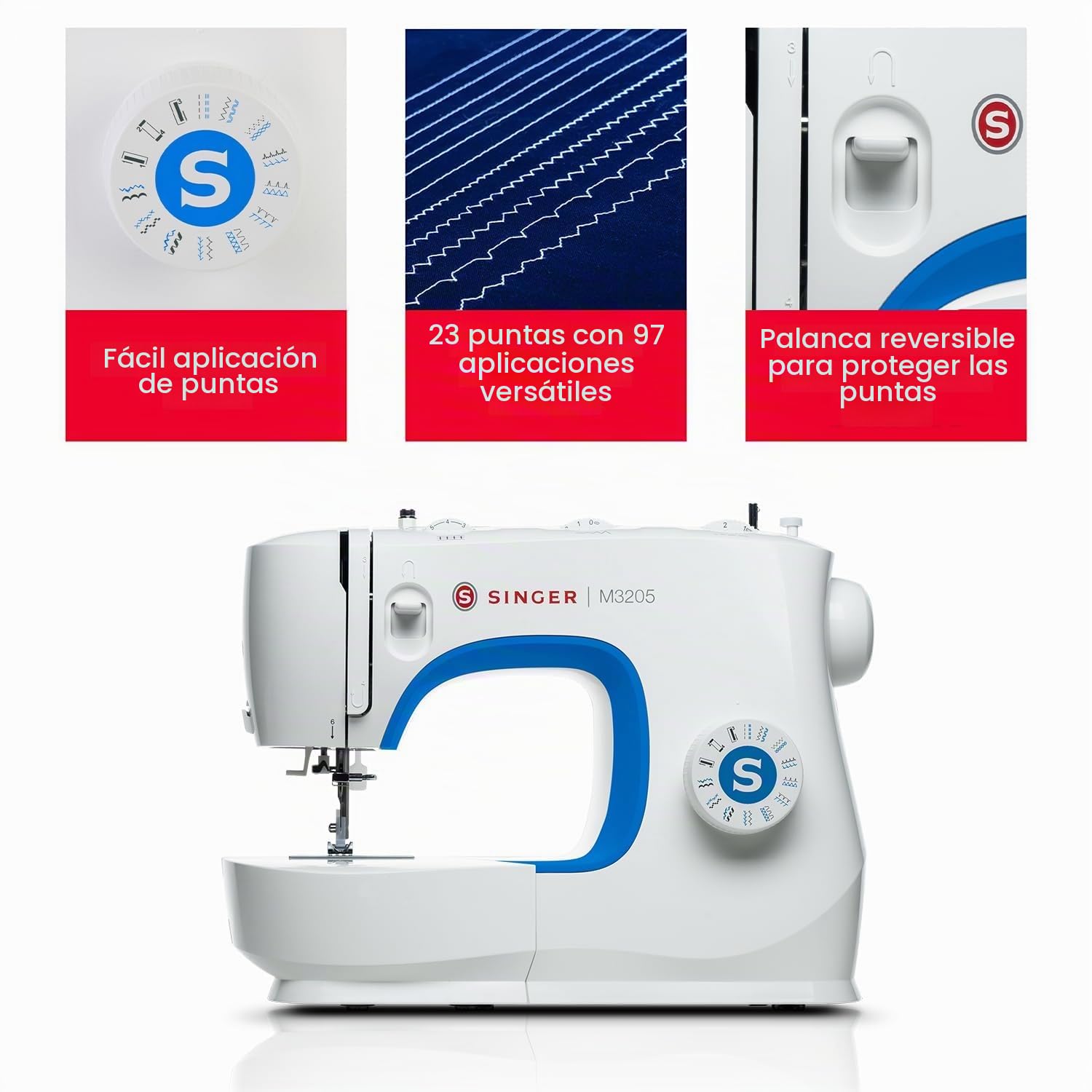 Singer M3205 - Máquina de coser, color blanco