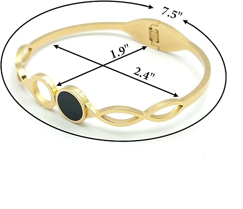 Miniatura 5 de Brazalete de acero inoxidable chapado en oro delicado entrelazado negro y dorado, Acero inoxidable, No es una piedra preciosa