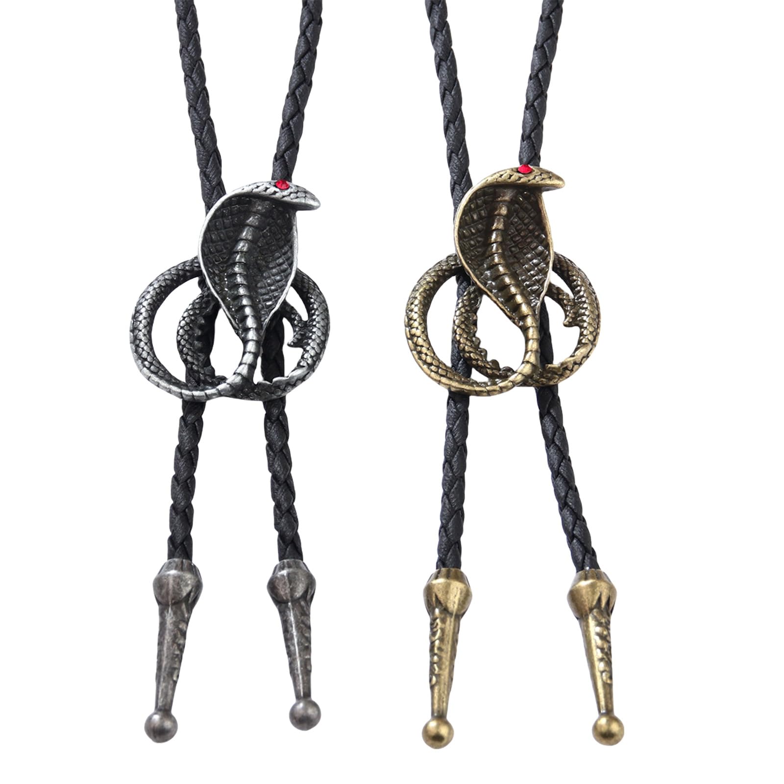 Cravatte da Cowboy, Cravatta Corda Intrecciata in Similpelle Stile Western Punk con(Copper And Silver Co)