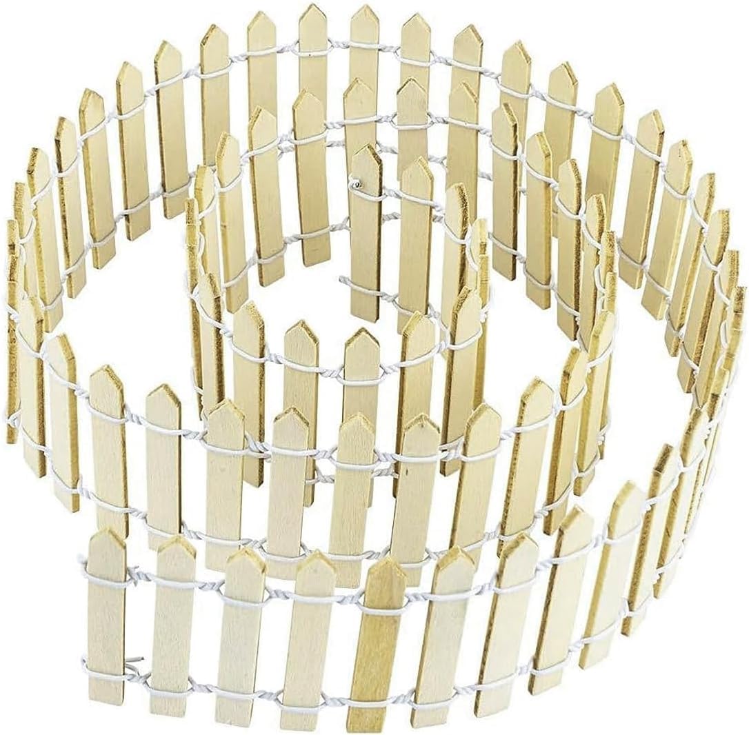 AKORD Miniature Light Brown Wooden Fence – 100cm Flexible Picket Fence for Fairy Gardens, Plant Pots & Home Décor (5cm Height)
