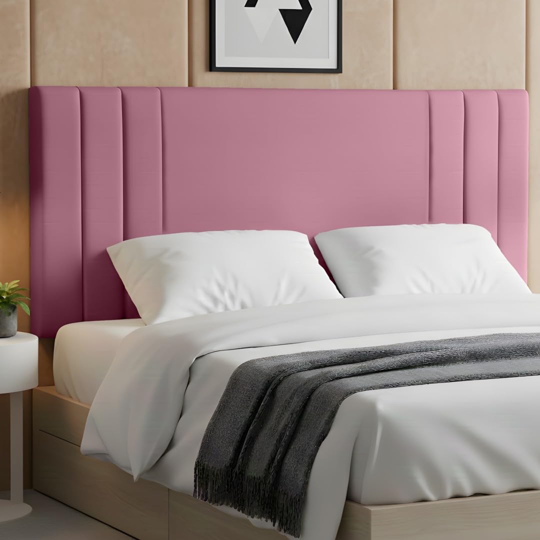 BEDELUNA Headboards for Bed – 24” Rio Plush Fabric Headboard - Elegant Divan Bed Thick Padding Bed Headboards, Luxury Bedroom & Hotel Furniture (Pink Plush, 5FT King)