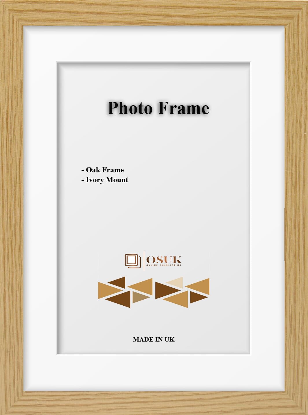 OSUK 60 x 50cm For Pic 50 x 40cm Picture - Clear Perspex Window With MDF Backing - Modren Oak Premium Photo Frame With White Mount Wall Mount Portrait & Landscape โ image 1