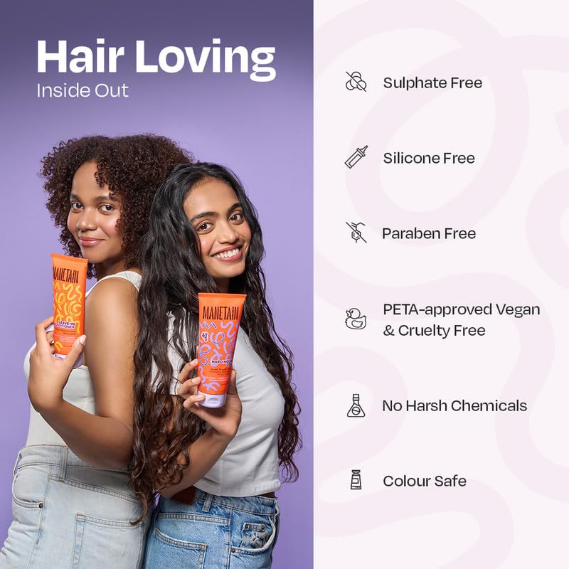 Image of Manetain Leave In Conditioner 200ml for Curly Hair Women | Lightweight Curl Leave In Conditioner for Frizzy Hair | Moisturising, Detangling & Shine Enhancing | Silicone Free, Vegan Formula