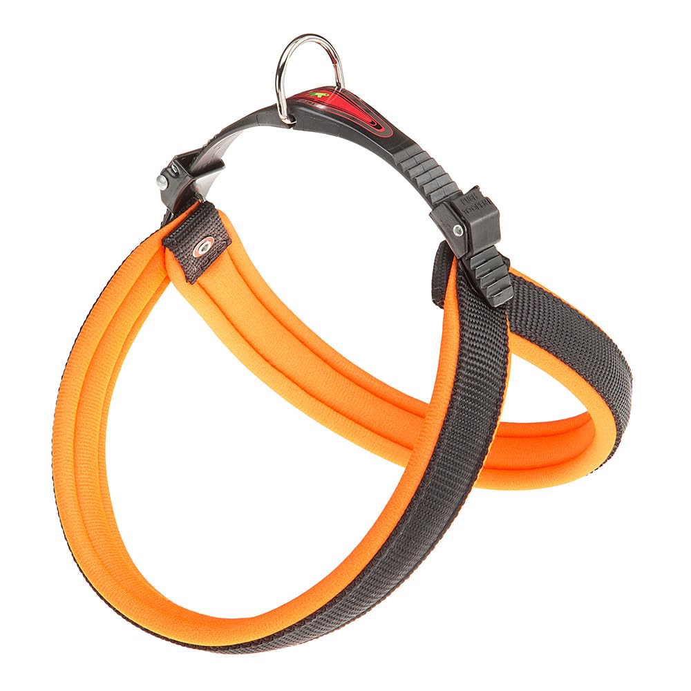 Ferplast Harness for Medium-Sized Dogs AGILA FLUO 3 Dog Harness with Soft Padding, Quick Release and Attachment System, Chest Size 42-50 cm. Orange