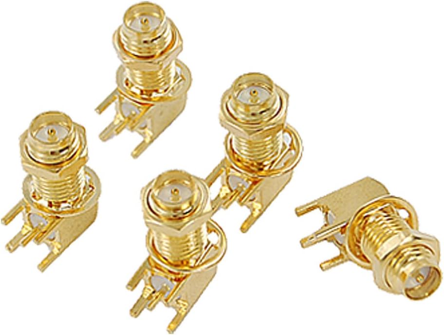 Aexit 5x Panel PCB Mount RP-SMA Female Connector Right Angle R-F-SS connector Bulkhead (55d85a0fd0313ae0359c0feb1ef93f21)