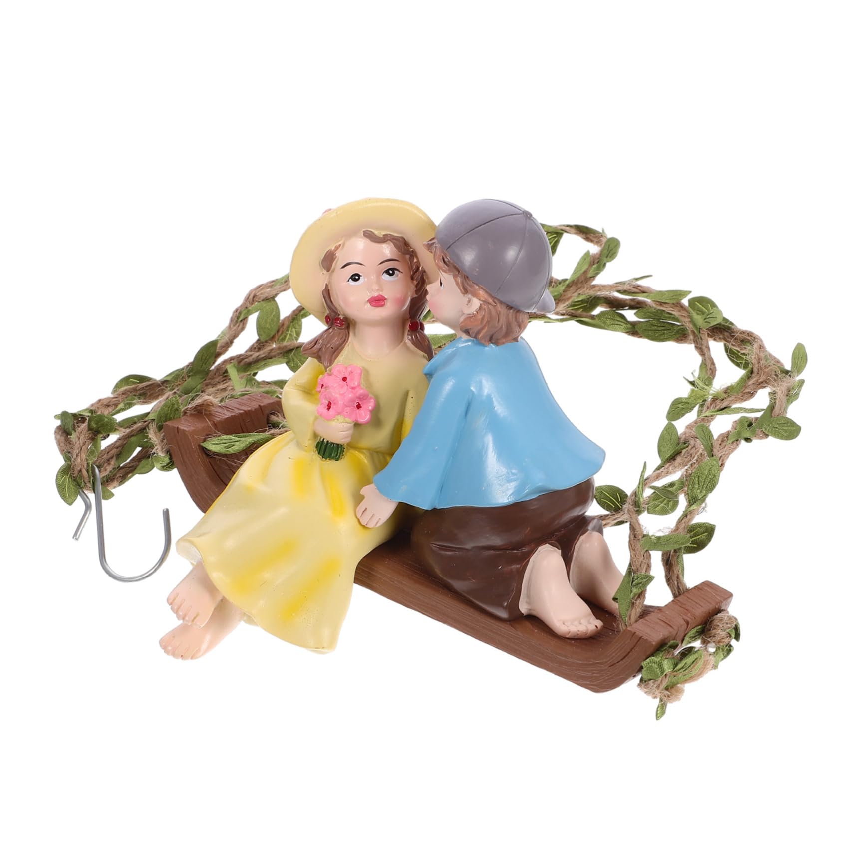 Toyvian 2 Stück Gartenfigur mit Schaukel Resin Miniatur Deko für Garten und Terrasse Romantische Hanging Swing Statue für zur Einweihung für Gartenliebhaber