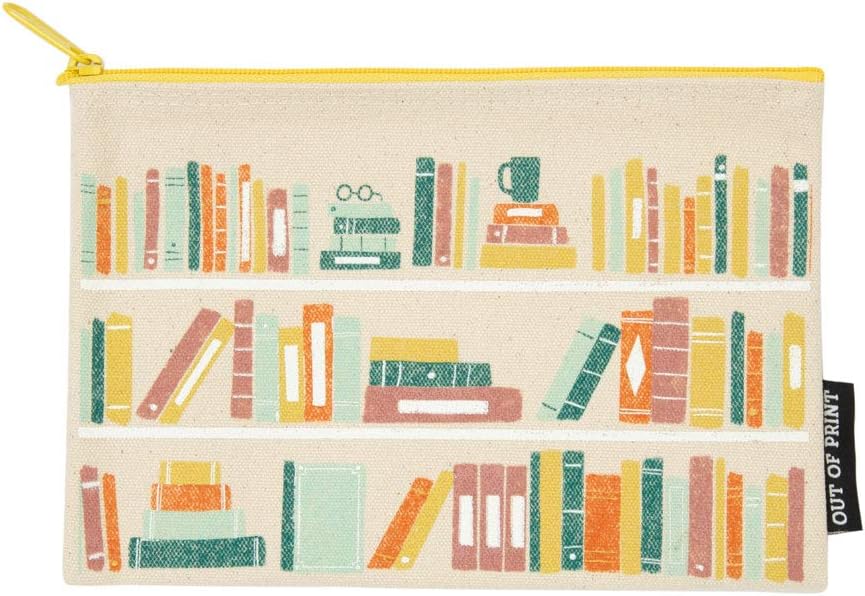 Bookshelf Themed Zipper Pouch for Readers - Accessory For Book Lovers to Carry Reading Supplies and More