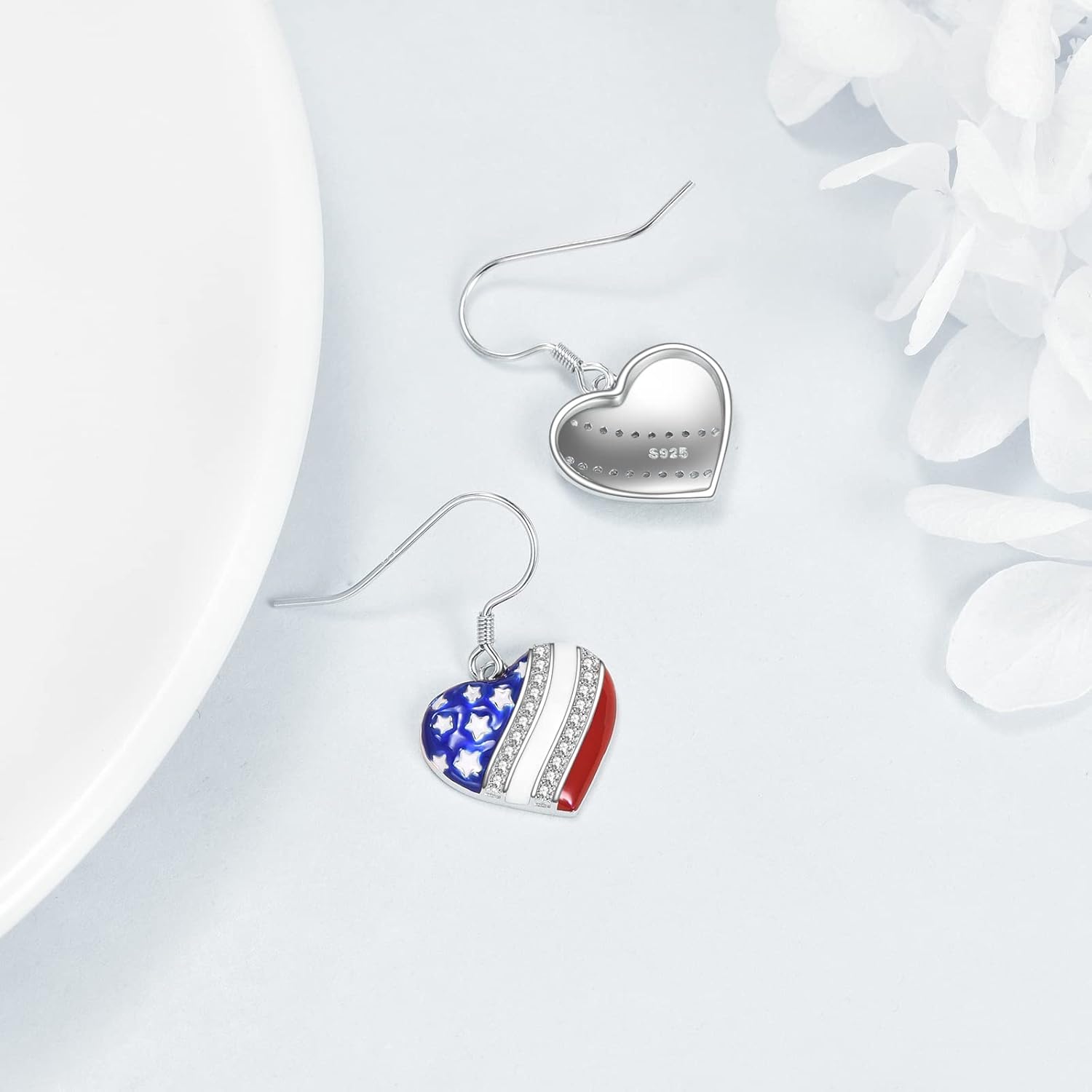 AOBOCO 925 Sterling Silver American Flag Earrings for Women Baseball Volleyball Golf Earrings Hypoallergenic Sports Mom Jewelry Gifts for Mom Player Lover - Image 4