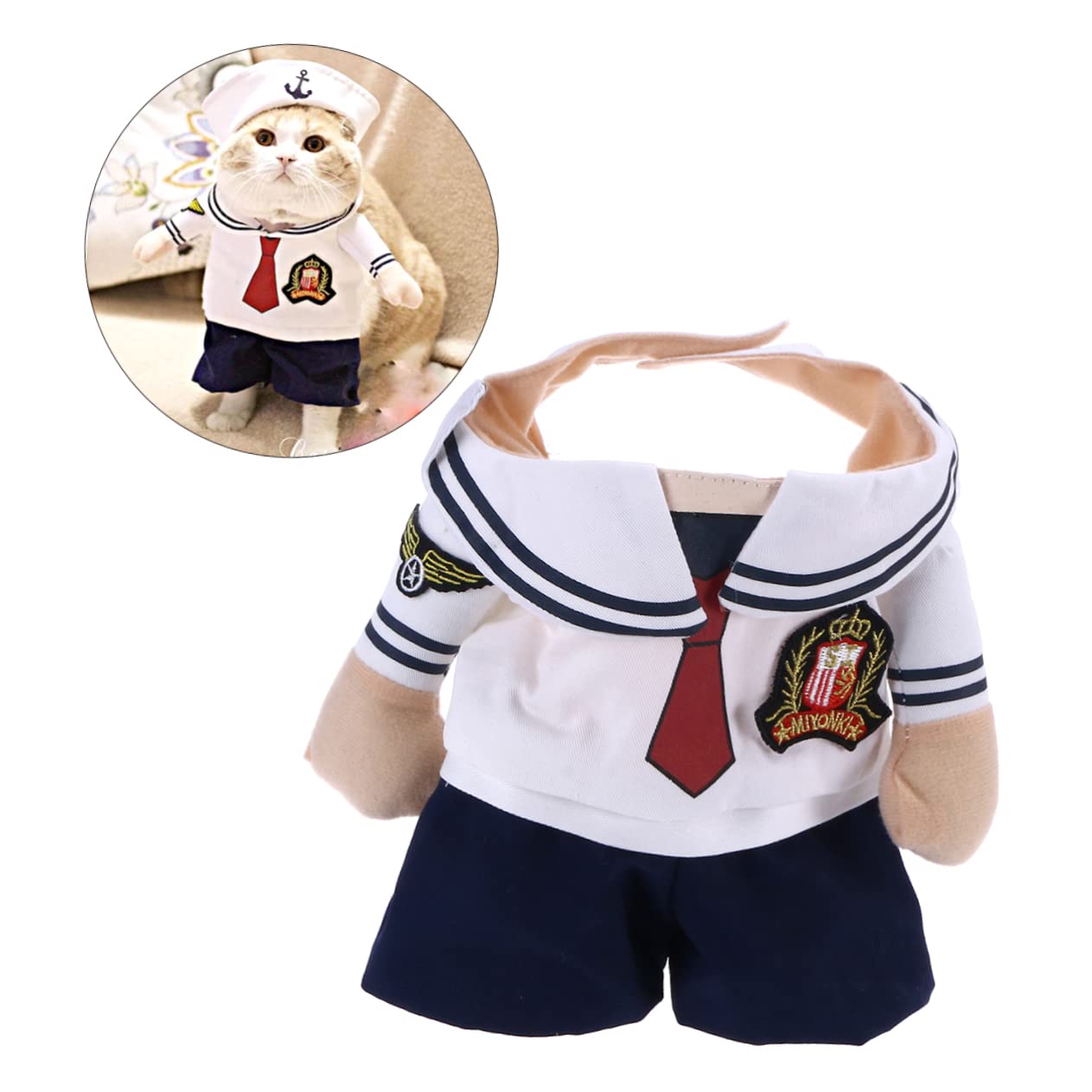 SUPVOX 2 Piezas Ropa para Perros Disfraz de Halloween para Mascotas Ropa para Mascotas Vestido de Verano Gato Traje de Traje para Perros Azul Marino Colocar Sombrero Marinero