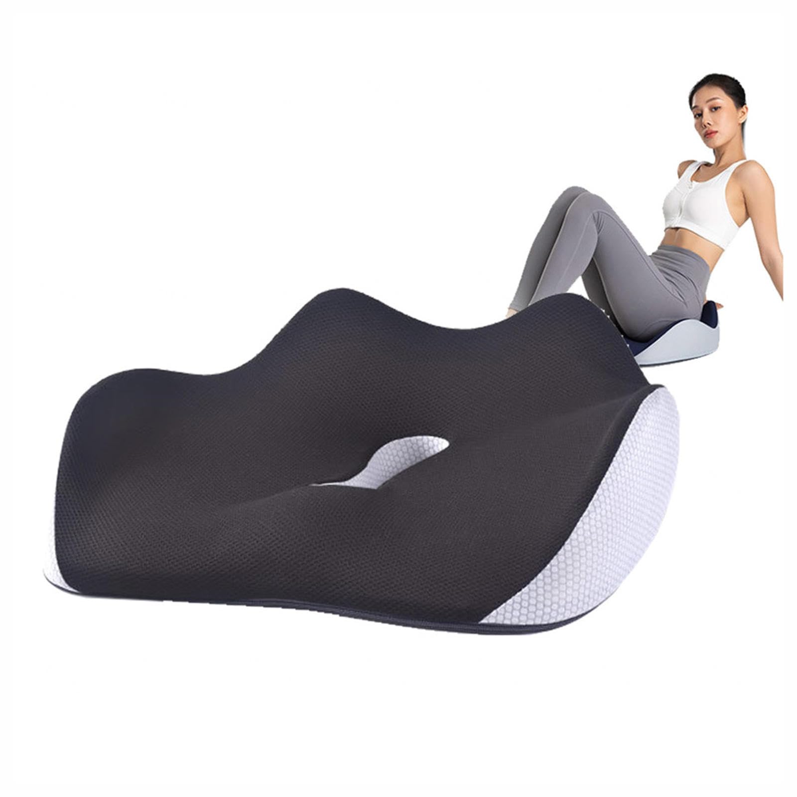 HAZARA Cojin Antiescaras, Cojines para Sillas De Oficina Hecho De Espuma Viscoelástica, Almohada Silla para Cadera,Cóccix,Ciática,A-Black
