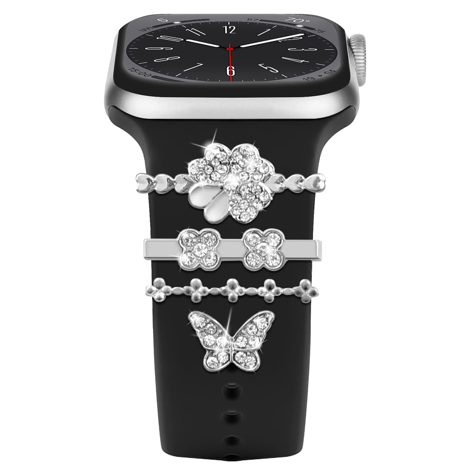 Diamant Zierring Kompatibel mit Apple Watch Silikon Armband