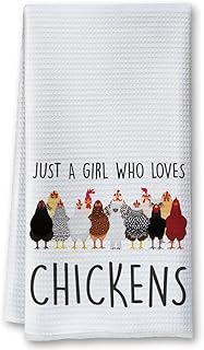 Just a Girl Who Loves Chickens Dish Towel Cloth Decor, Funny Chicken Farmhouse Gifts for Chicken Lover Women, Chicken Themed for Mom, Chicken Lovers Gifts Hand Towels, Chicken Gifts