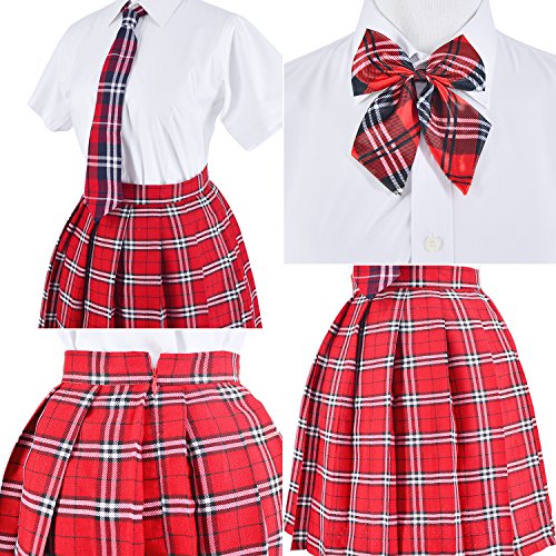 Elibelle Japanese Tartan Pleated School Uniform Cosplay Costumes With Socks Eyeglass Frame Set thumb #5