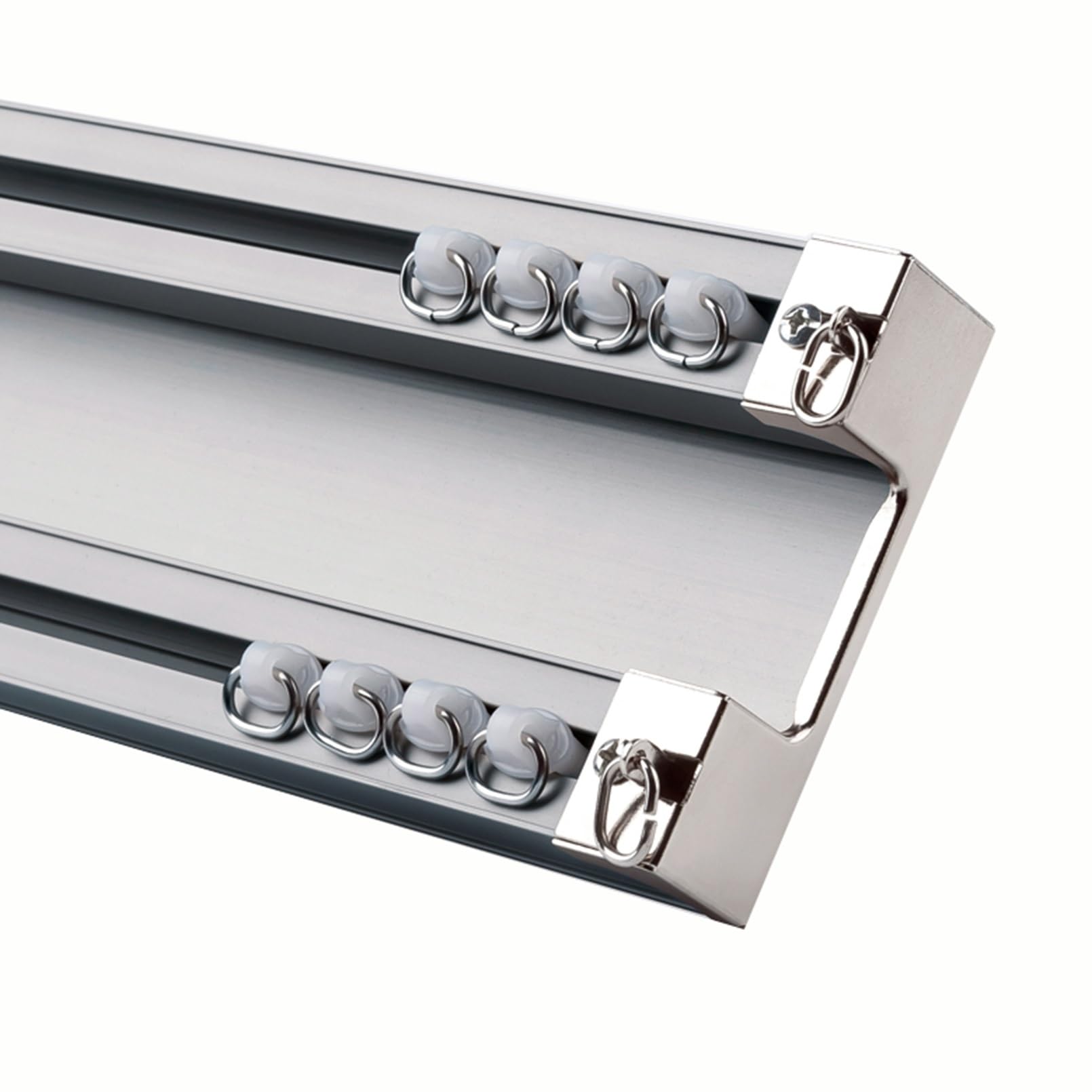 Curtain Track 1m-6m Ceiling Track, Ceiling Mounted Double Curtain Rail Aluminum Curtain Rod For Room Divider (Color : A, Size : 1m)