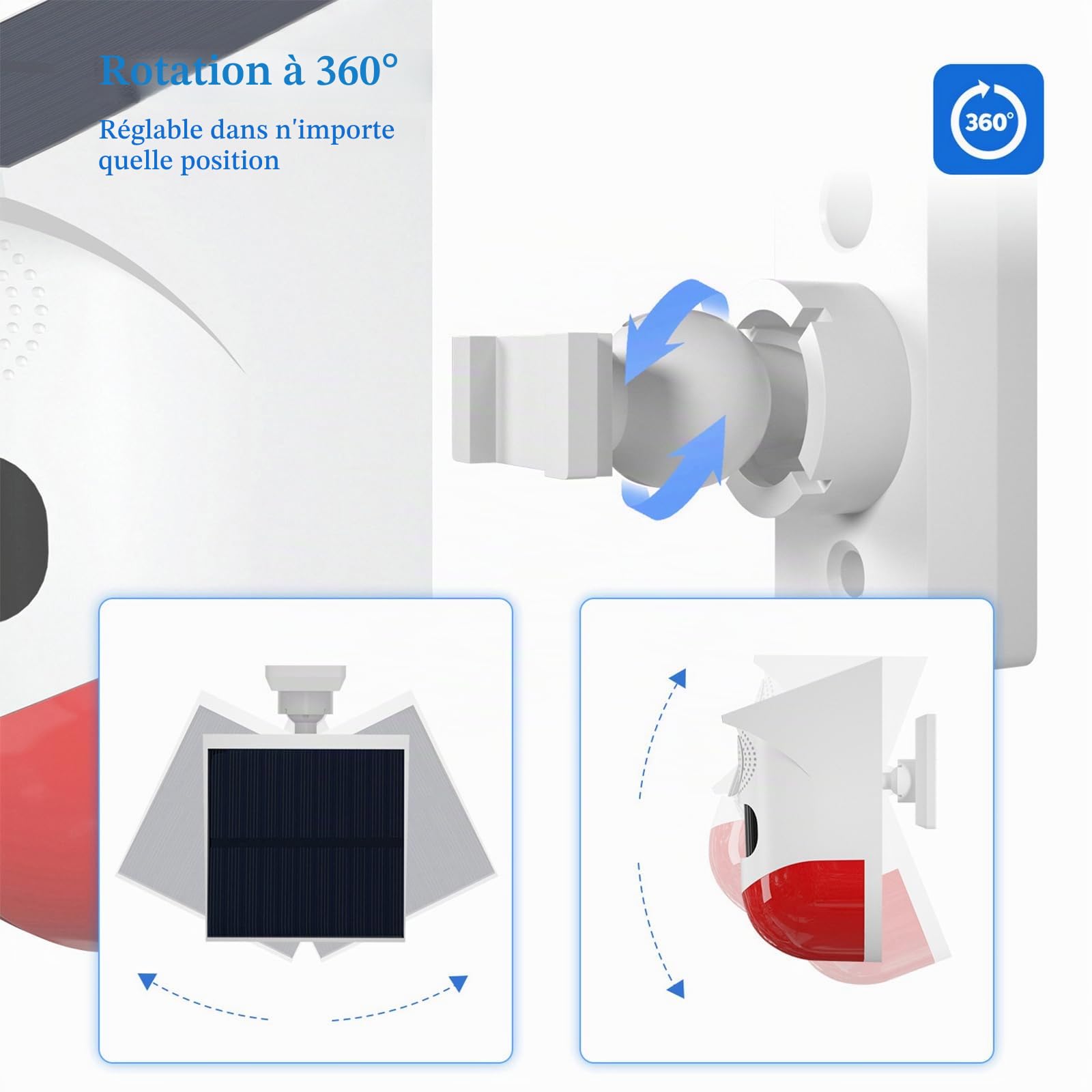 Yasorn Alarme Solaire WiFi Détecteur de Mouvement Infrarouge, Sirène 120dB IP67 Étanche, Télécommande RF, Alerte Push Tuya Smart Life, 4 Modes de Fonctionnement, Extérieur Jardin Maison, Lot de 2