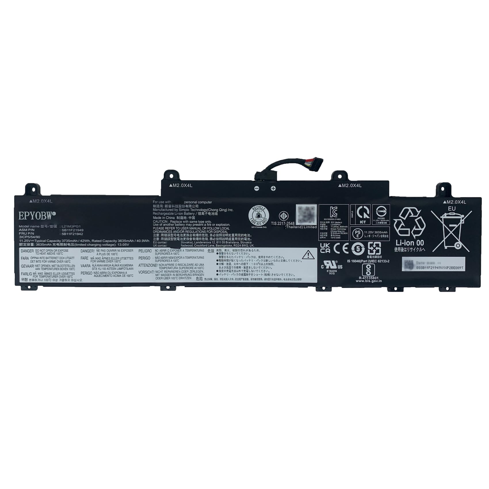 Amazon.com: EPYOBW L21M3PG1 Laptop Battery 42Wh 3-Cell Compatible