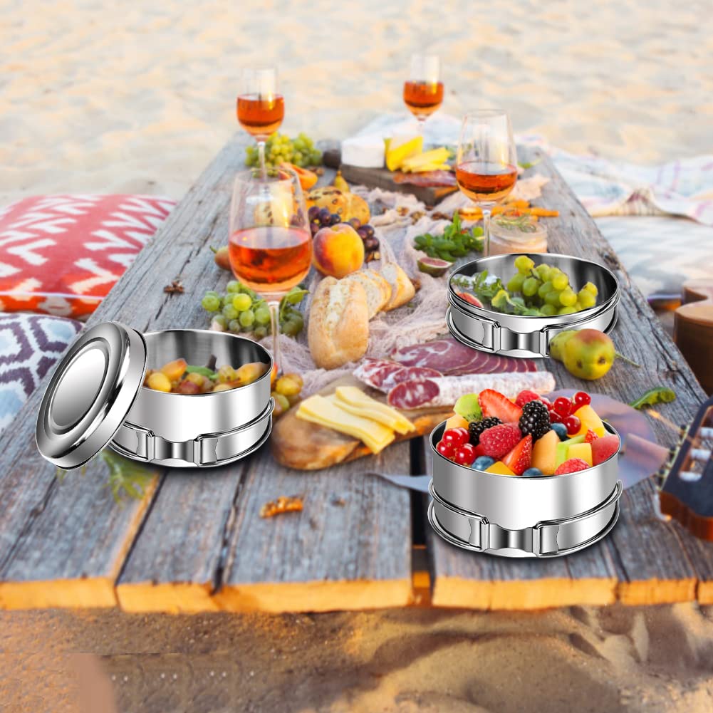 QINERSAW Juego de Utensilios de Aocina para Campar Acero Inoxidable Utensilios Cocina Camping para Acampar Excursión Escalada Senderismo (4 Pcs)