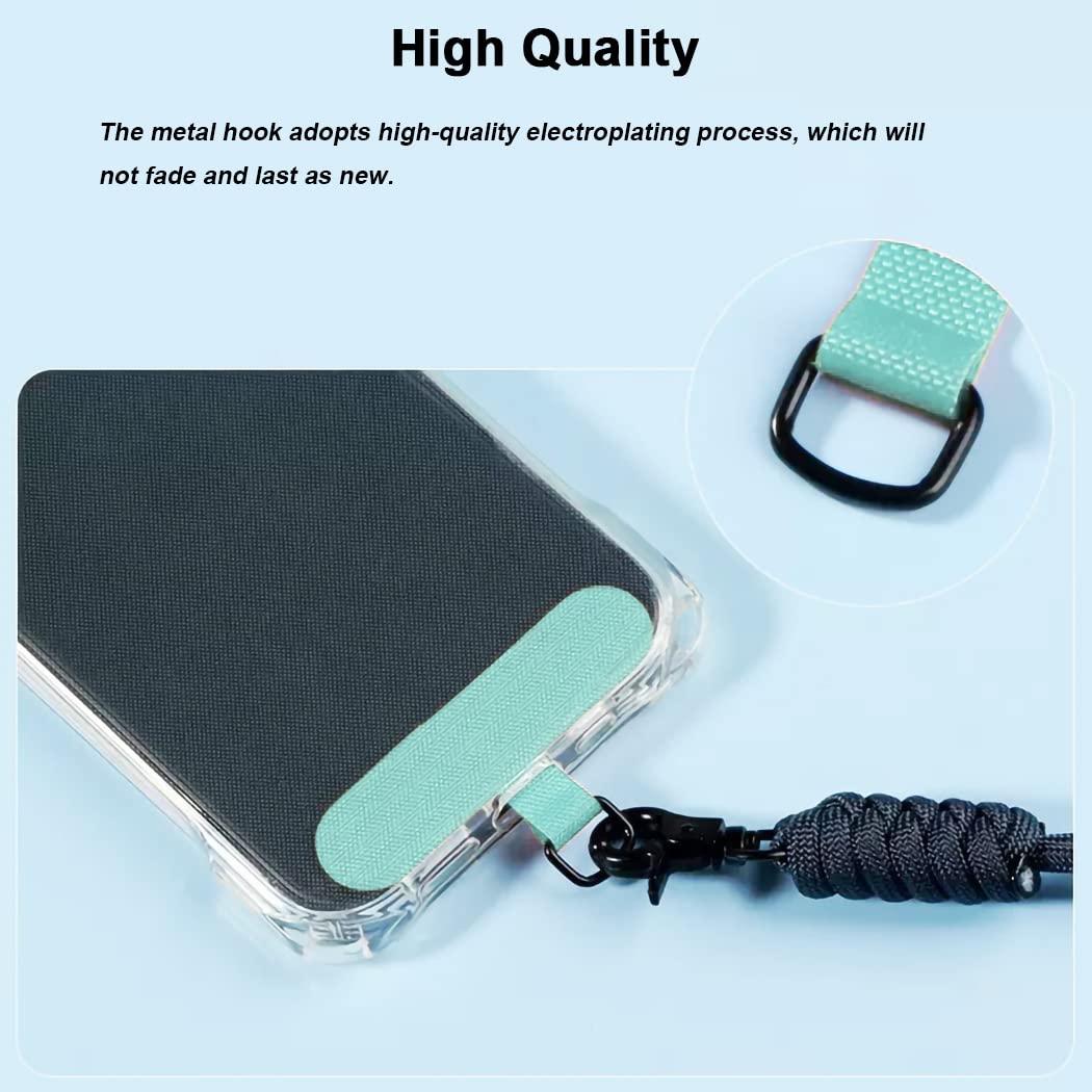 Cobee Universele telefoon Tether Tab, 8 stks Telefoon Lanyard Vervanging Patches met Metalen Ring Mobiele Telefoon Lanyard Tether Telefoon Case Lanyard Compatibel met Mobiele Telefoon Pads voor