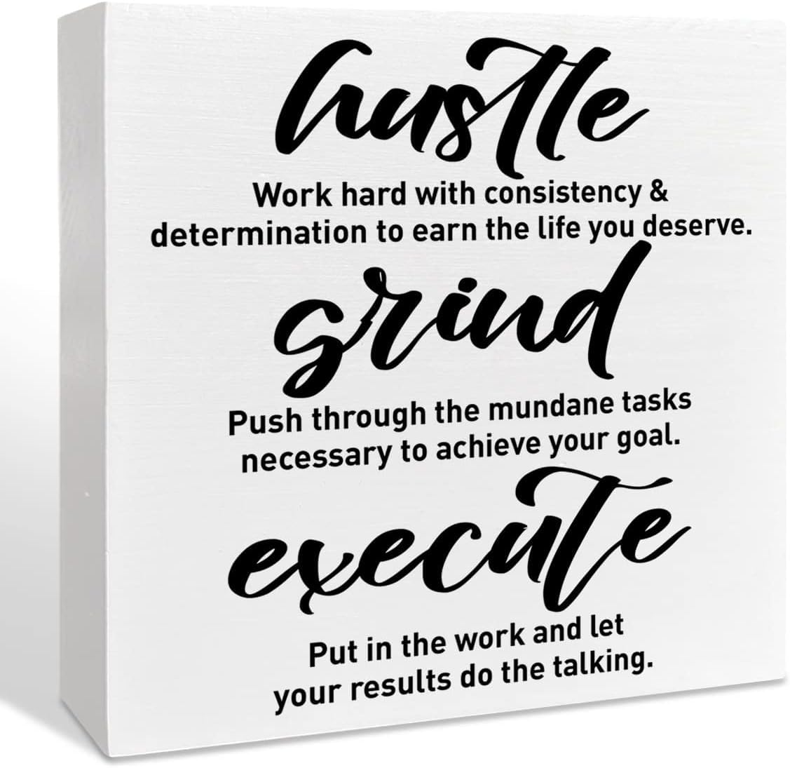 7x7 Inch Motivational Box Sign White Wooden Desk Decor