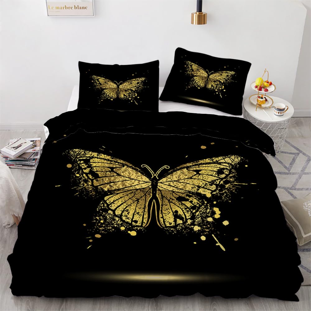 MARBRE 3D Butterfly Super King Duvet Cover Set 220x260cm 3 piece Soft Microfiber Reversible Bedding Set Butterfly Comforter Cover with Zipper Closure Quilt Cover with 2 Pillowcase 50x75cm（Image 3-8）