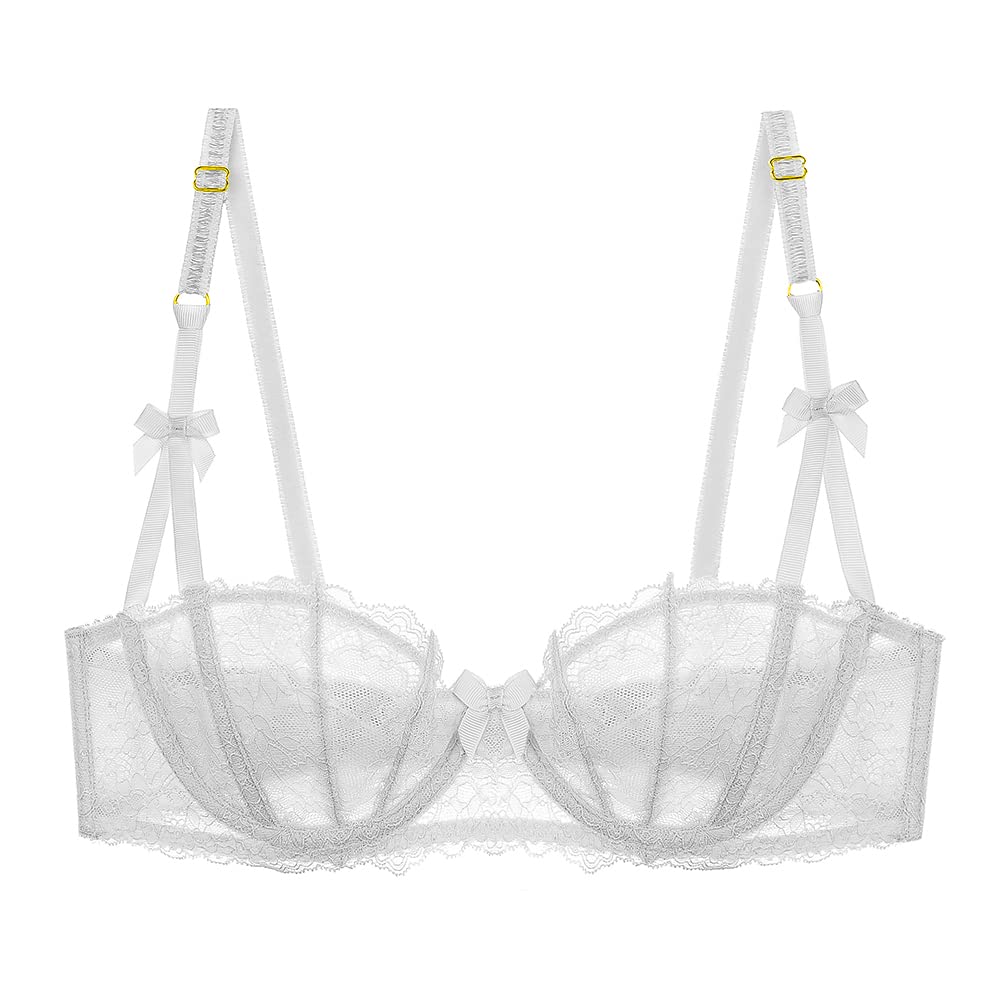 Donna Luce Pizzo Sfoderato Balconcino Demi-Cup Ferretto Puro Reggiseno