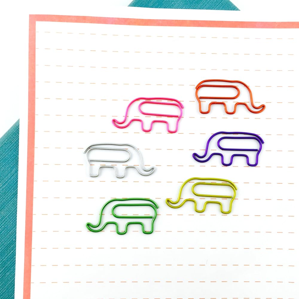 Büroklammern mit Tiermotiven, niedlicher Elefant, verschiedene Farben, schöne Lesezeichen-Clips für Kinder, Party, Einladungskarte, Studenten, Sammelalben, Notizbuch, 60 Stück