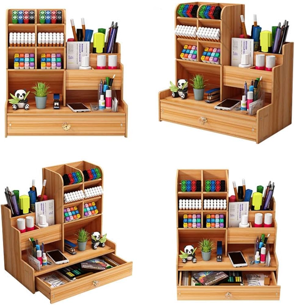 Amazon.co.jp: Molioon 卓上収納ボックス ペン立て ペンスタンド 木製