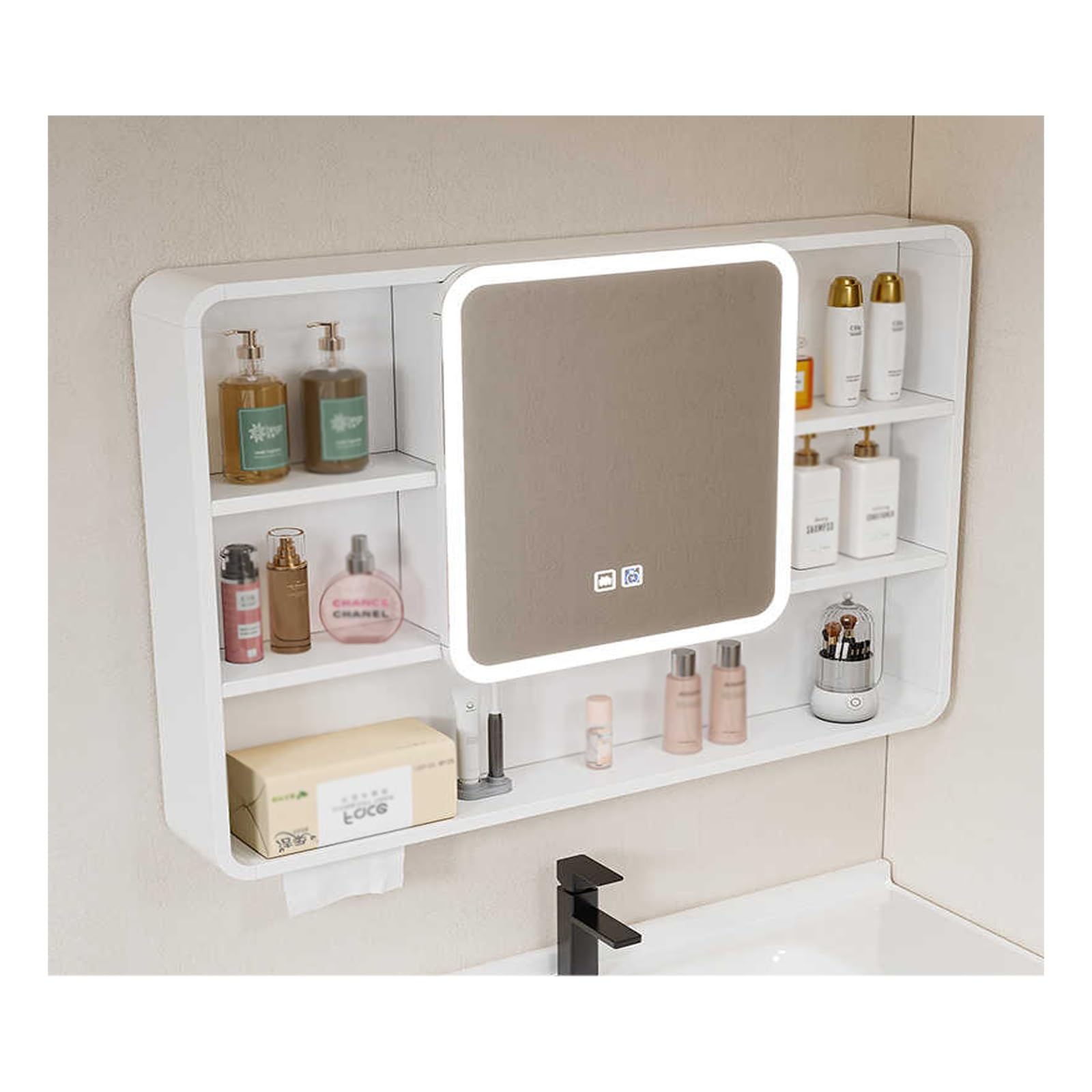 FLYIODFCXV bathroom mirror cabinet, Suitable for Family Bathrooms, Apartment, Hotel Room, Etc(Black,90 * 65cm/35.4 * 25.6in)