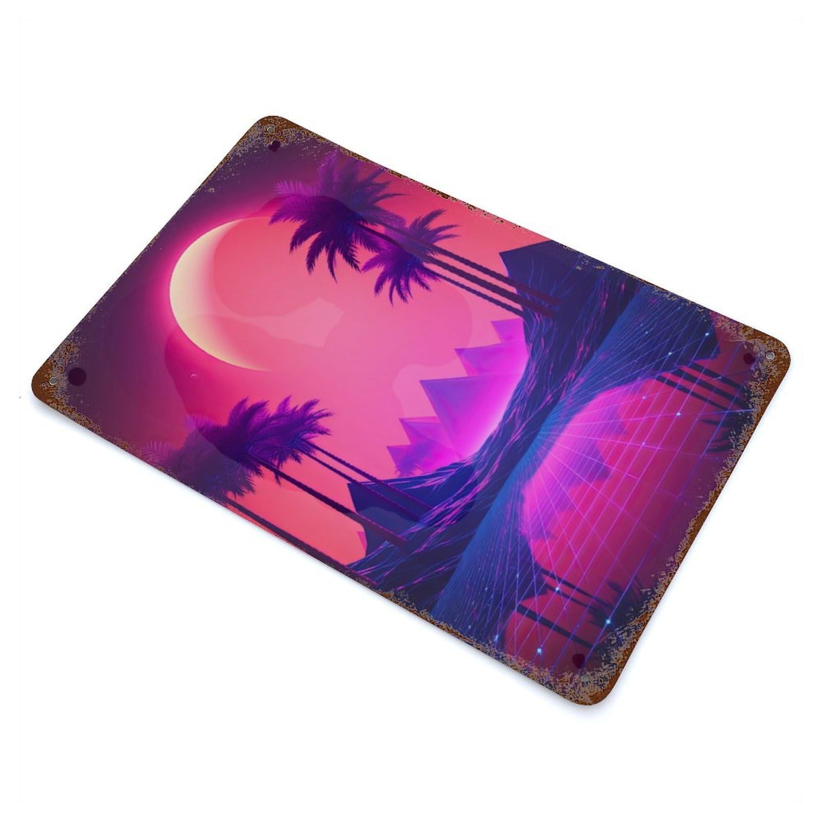 Vintage Metal Tin Sign Shining Ascents Synthwave 11.8"x7.9", Industrial Home Decor for Farmhouse, Kitchen And Entryway Decor