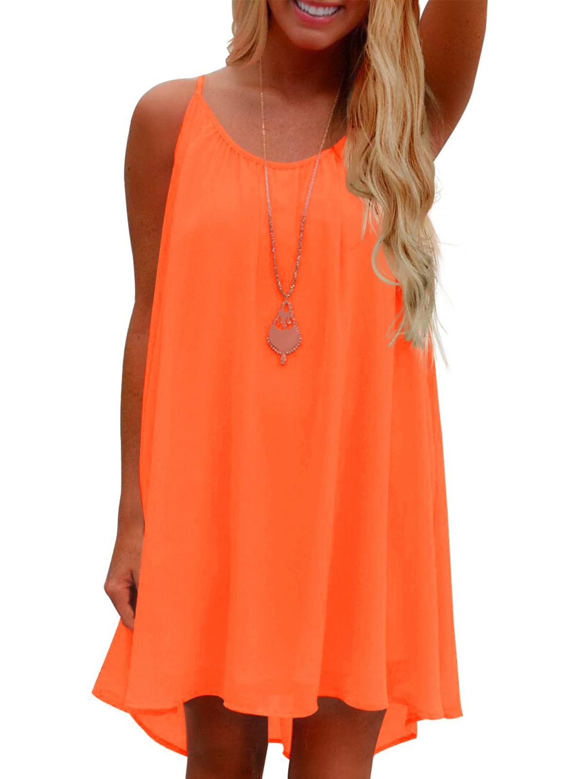 ReachMe Womens Sexy Plus Size Swimsuit Coverups Spaghetti Strap Beach Dresses Bathing Suit Cover Up Sheer Tank Sundress