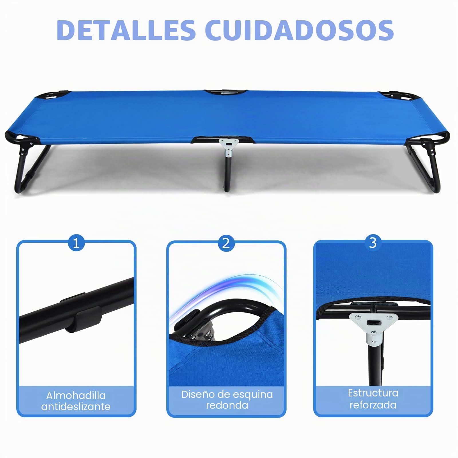 KOMFOTTEU Cama Plegable de Camping con Estructura de Metal, Carga 150 kg